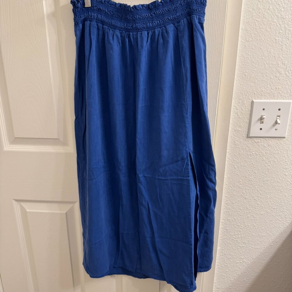 NWOT Cloth & Stone Blue Midi Skirt with Side Slit Tencel Medium